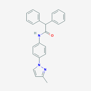 molecular formula C24H21N3O B299394 N-[4-(3-methyl-1H-pyrazol-1-yl)phenyl]-2,2-diphenylacetamide 