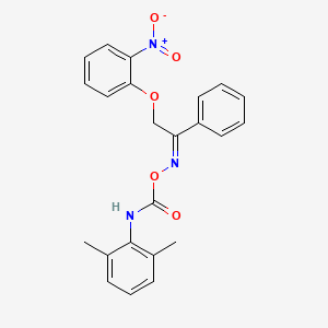 molecular formula C23H21N3O5 B2993954 (Z)-[2-(2-nitrophenoxy)-1-phenylethylidene]amino N-(2,6-dimethylphenyl)carbamate CAS No. 478043-13-9