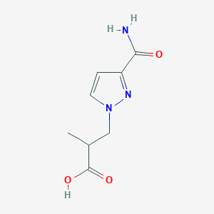molecular formula C8H11N3O3 B2993967 3-(3-Carbamoylpyrazol-1-yl)-2-methylpropanoic acid CAS No. 1340139-56-1