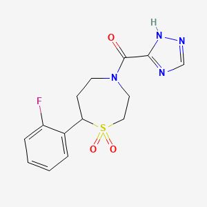 (7-(2-fluorophenyl)-1,1-dioxido-1,4-thiazepan-4-yl)(1H-1,2,4-triazol-5-yl)methanone