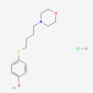 molecular formula C14H22ClNO2S B2993980 4-[[4-(4-Morpholinyl)butyl]thio]-phenol hcl CAS No. 57055-82-0; 57055-96-6