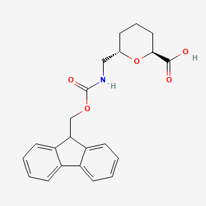 molecular formula C22H23NO5 B2993993 (2S,6S)-6-[(9H-Fluoren-9-ylmethoxycarbonylamino)methyl]oxane-2-carboxylic acid CAS No. 2382395-38-0