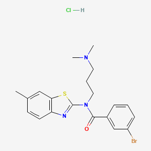 molecular formula C20H23BrClN3OS B2993997 3-bromo-N-(3-(dimethylamino)propyl)-N-(6-methylbenzo[d]thiazol-2-yl)benzamide hydrochloride CAS No. 1215655-41-6