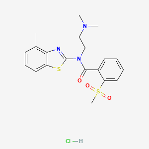 molecular formula C20H24ClN3O3S2 B2994004 N-(2-(dimethylamino)ethyl)-N-(4-methylbenzo[d]thiazol-2-yl)-2-(methylsulfonyl)benzamide hydrochloride CAS No. 1216476-57-1