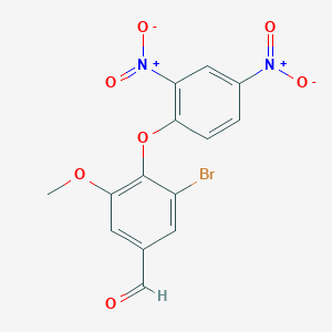 molecular formula C14H9BrN2O7 B2994009 3-Bromo-4-(2,4-dinitrophenoxy)-5-methoxybenzaldehyde CAS No. 591240-92-5