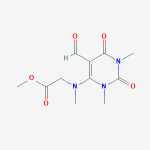 molecular formula C11H15N3O5 B2994010 Methyl 2-[(5-formyl-1,3-dimethyl-2,6-dioxo-1,2,3,6-tetrahydropyrimidin-4-yl)(methyl)amino]acetate CAS No. 2031258-83-8