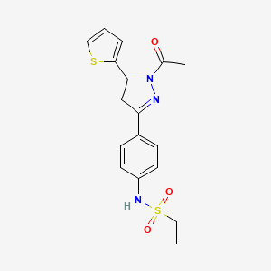 molecular formula C17H19N3O3S2 B2994024 1-Acetyl-3-{4-[(ethylsulfonyl)amino]phenyl}-5-(2-thienyl)-2-pyrazoline CAS No. 797775-17-8
