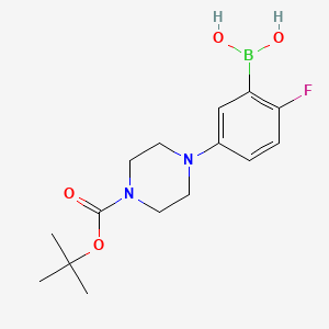molecular formula C15H22BFN2O4 B2994029 (5-{4-[(tert-Butoxy)carbonyl]piperazin-1-yl}-2-fluorophenyl)boronic acid CAS No. 2377606-00-1
