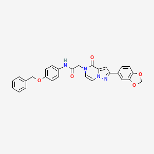 molecular formula C28H22N4O5 B2994030 2-[2-(1,3-苯并二氧杂环-5-基)-4-氧代吡唑并[1,5-a]哒嗪-5(4H)-基]-N-[4-(苄氧基)苯基]乙酰胺 CAS No. 1223768-94-2