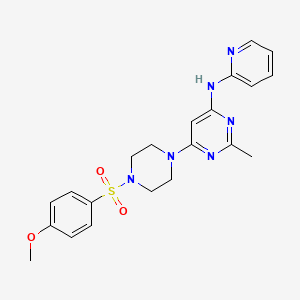 molecular formula C21H24N6O3S B2994038 6-(4-((4-甲氧基苯基)磺酰基)哌嗪-1-基)-2-甲基-N-(吡啶-2-基)嘧啶-4-胺 CAS No. 1421476-45-0