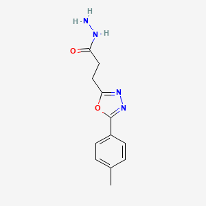 molecular formula C12H14N4O2 B2994039 3-[5-(4-Methylphenyl)-1,3,4-oxadiazol-2-yl]propanehydrazide CAS No. 869716-00-7