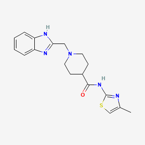 molecular formula C18H21N5OS B2994040 1-((1H-苯并[d]咪唑-2-基)甲基)-N-(4-甲基噻唑-2-基)哌啶-4-甲酰胺 CAS No. 1235343-89-1