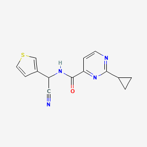 molecular formula C14H12N4OS B2994054 N-[cyano(thiophen-3-yl)methyl]-2-cyclopropylpyrimidine-4-carboxamide CAS No. 1384627-90-0