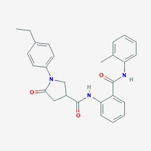 molecular formula C27H27N3O3 B299406 1-(4-ethylphenyl)-5-oxo-N-[2-(2-toluidinocarbonyl)phenyl]-3-pyrrolidinecarboxamide 