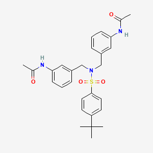 molecular formula C28H33N3O4S B2994062 N-{3-[([3-(乙酰氨基)苯甲基]{[4-(叔丁基)苯基]磺酰}氨基)甲基]苯基}乙酰胺 CAS No. 866155-45-5