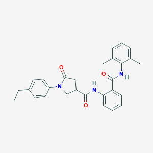 molecular formula C28H29N3O3 B299407 N-{2-[(2,6-dimethylanilino)carbonyl]phenyl}-1-(4-ethylphenyl)-5-oxo-3-pyrrolidinecarboxamide 