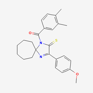 (3,4-Dimethylphenyl)(3-(4-methoxyphenyl)-2-thioxo-1,4-diazaspiro[4.6]undec-3-en-1-yl)methanone