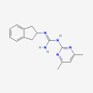 molecular formula C16H19N5 B2994073 (4,6-二甲基嘧啶-2-基)[亚氨基(茚满-2-基氨基)甲基]胺 CAS No. 896653-33-1