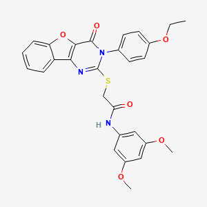 molecular formula C28H25N3O6S B2994075 N-(3,5-dimethoxyphenyl)-2-((3-(4-ethoxyphenyl)-4-oxo-3,4-dihydrobenzofuro[3,2-d]pyrimidin-2-yl)thio)acetamide CAS No. 892278-61-4