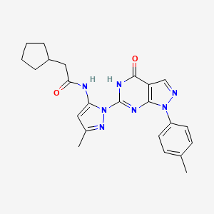 2-cyclopentyl-N-(3-methyl-1-(4-oxo-1-(p-tolyl)-4,5-dihydro-1H-pyrazolo[3,4-d]pyrimidin-6-yl)-1H-pyrazol-5-yl)acetamide