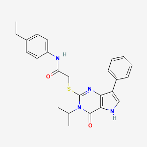 molecular formula C25H26N4O2S B2994086 N-(4-乙基苯基)-2-((3-异丙基-4-氧代-7-苯基-4,5-二氢-3H-吡咯并[3,2-d]嘧啶-2-基)硫代)乙酰胺 CAS No. 2034583-74-7