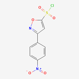 molecular formula C9H5ClN2O5S B2994088 3-(4-Nitrophenyl)-1,2-oxazole-5-sulfonyl chloride CAS No. 1909337-76-3