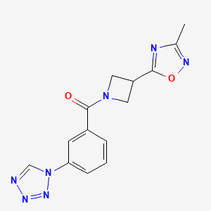 molecular formula C14H13N7O2 B2994089 (3-(1H-tetrazol-1-yl)phenyl)(3-(3-methyl-1,2,4-oxadiazol-5-yl)azetidin-1-yl)methanone CAS No. 1286725-87-8
