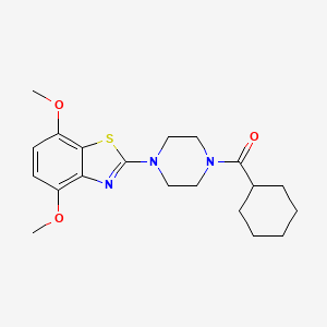 molecular formula C20H27N3O3S B2994096 Cyclohexyl(4-(4,7-dimethoxybenzo[d]thiazol-2-yl)piperazin-1-yl)methanone CAS No. 897486-07-6