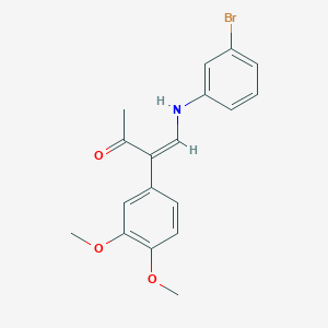 molecular formula C18H18BrNO3 B2994098 4-(3-Bromoanilino)-3-(3,4-dimethoxyphenyl)-3-buten-2-one CAS No. 339017-42-4