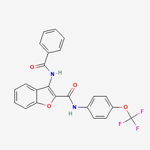 molecular formula C23H15F3N2O4 B2994103 3-苯甲酰胺基-N-(4-(三氟甲氧基)苯基)苯并呋喃-2-甲酰胺 CAS No. 888455-43-4