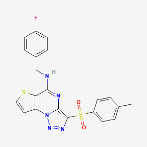 molecular formula C21H16FN5O2S2 B2994107 N-(4-fluorobenzyl)-3-tosylthieno[2,3-e][1,2,3]triazolo[1,5-a]pyrimidin-5-amine CAS No. 892732-88-6