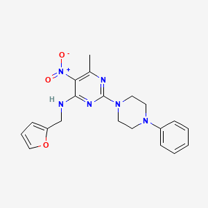 N-(furan-2-ylmethyl)-6-methyl-5-nitro-2-(4-phenylpiperazin-1-yl)pyrimidin-4-amine