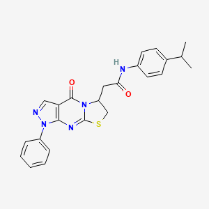 molecular formula C24H23N5O2S B2994112 N-(4-异丙基苯基)-2-(4-氧代-1-苯基-1,4,6,7-四氢吡唑并[3,4-d]噻唑并[3,2-a]嘧啶-6-基)乙酰胺 CAS No. 941957-99-9