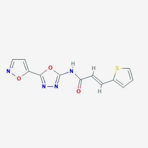 molecular formula C12H8N4O3S B2994120 (E)-N-(5-(isoxazol-5-yl)-1,3,4-oxadiazol-2-yl)-3-(thiophen-2-yl)acrylamide CAS No. 946312-78-3