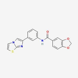 molecular formula C19H13N3O3S B2994123 N-(3-咪唑并[2,1-b][1,3]噻唑-6-基苯基)-1,3-苯并二氧杂环-5-甲酰胺 CAS No. 872630-09-6