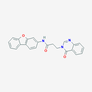 molecular formula C23H17N3O3 B299413 N-{8-oxatricyclo[7.4.0.0^{2,7}]trideca-1(9),2(7),3,5,10,12-hexaen-5-yl}-3-(4-oxo-3,4-dihydroquinazolin-3-yl)propanamide 