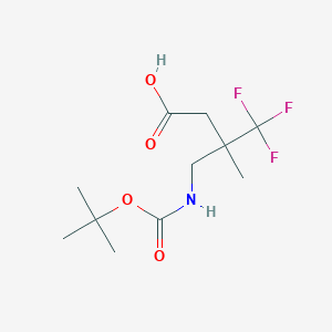 molecular formula C11H18F3NO4 B2994138 4,4,4-Trifluoro-3-methyl-3-[[(2-methylpropan-2-yl)oxycarbonylamino]methyl]butanoic acid CAS No. 2416235-33-9