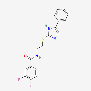 molecular formula C18H15F2N3OS B2994148 3,4-二氟-N-(2-((5-苯基-1H-咪唑-2-基)硫代)乙基)苯甲酰胺 CAS No. 886898-54-0