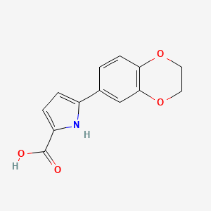 molecular formula C13H11NO4 B2994153 5-(2,3-Dihydrobenzo[b][1,4]dioxin-6-yl)-1H-pyrrole-2-carboxylic acid CAS No. 1225733-94-7