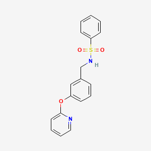 molecular formula C18H16N2O3S B2994165 N-(3-(pyridin-2-yloxy)benzyl)benzenesulfonamide CAS No. 1705412-84-5