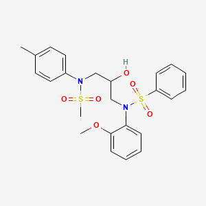 molecular formula C24H28N2O6S2 B2994167 N-(2-hydroxy-3-(N-p-tolylmethylsulfonamido)propyl)-N-(2-methoxyphenyl)benzenesulfonamide CAS No. 868212-35-5
