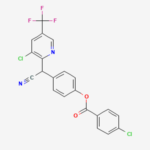 molecular formula C21H11Cl2F3N2O2 B2994169 4-[[3-氯-5-(三氟甲基)-2-吡啶基](氰基)甲基]苯基 4-氯苯甲酸酯 CAS No. 338770-44-8