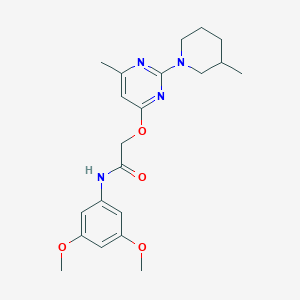 molecular formula C21H28N4O4 B2994172 N-(3,5-二甲氧基苯基)-2-{[6-甲基-2-(3-甲基哌啶-1-基)嘧啶-4-基]氧基}乙酰胺 CAS No. 1029724-22-8