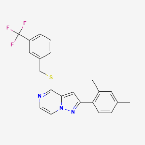 2-(2,4-Dimethylphenyl)-4-{[3-(trifluoromethyl)benzyl]thio}pyrazolo[1,5-a]pyrazine