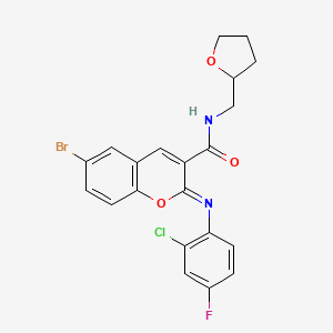 (2Z)-6-bromo-2-[(2-chloro-4-fluorophenyl)imino]-N-(tetrahydrofuran-2-ylmethyl)-2H-chromene-3-carboxamide
