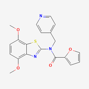 molecular formula C20H17N3O4S B2994184 N-(4,7-二甲氧基苯并[d]噻唑-2-基)-N-(吡啶-4-基甲基)呋喃-2-甲酰胺 CAS No. 923124-09-8