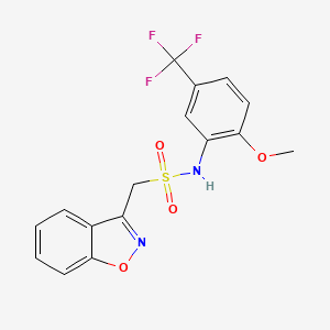 molecular formula C16H13F3N2O4S B2994187 1-(benzo[d]isoxazol-3-yl)-N-(2-methoxy-5-(trifluoromethyl)phenyl)methanesulfonamide CAS No. 1797719-12-0