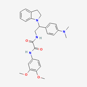 molecular formula C28H32N4O4 B2994189 N1-(3,4-dimethoxyphenyl)-N2-(2-(4-(dimethylamino)phenyl)-2-(indolin-1-yl)ethyl)oxalamide CAS No. 941959-04-2