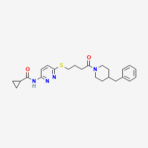 molecular formula C24H30N4O2S B2994197 N-(6-((4-(4-苄基哌啶-1-基)-4-氧代丁基)硫代)吡啶并嗪-3-基)环丙烷甲酰胺 CAS No. 1021253-43-9