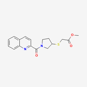 Methyl 2-((1-(quinoline-2-carbonyl)pyrrolidin-3-yl)thio)acetate